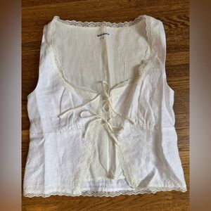 Reformation White Lace-Trim Camisole